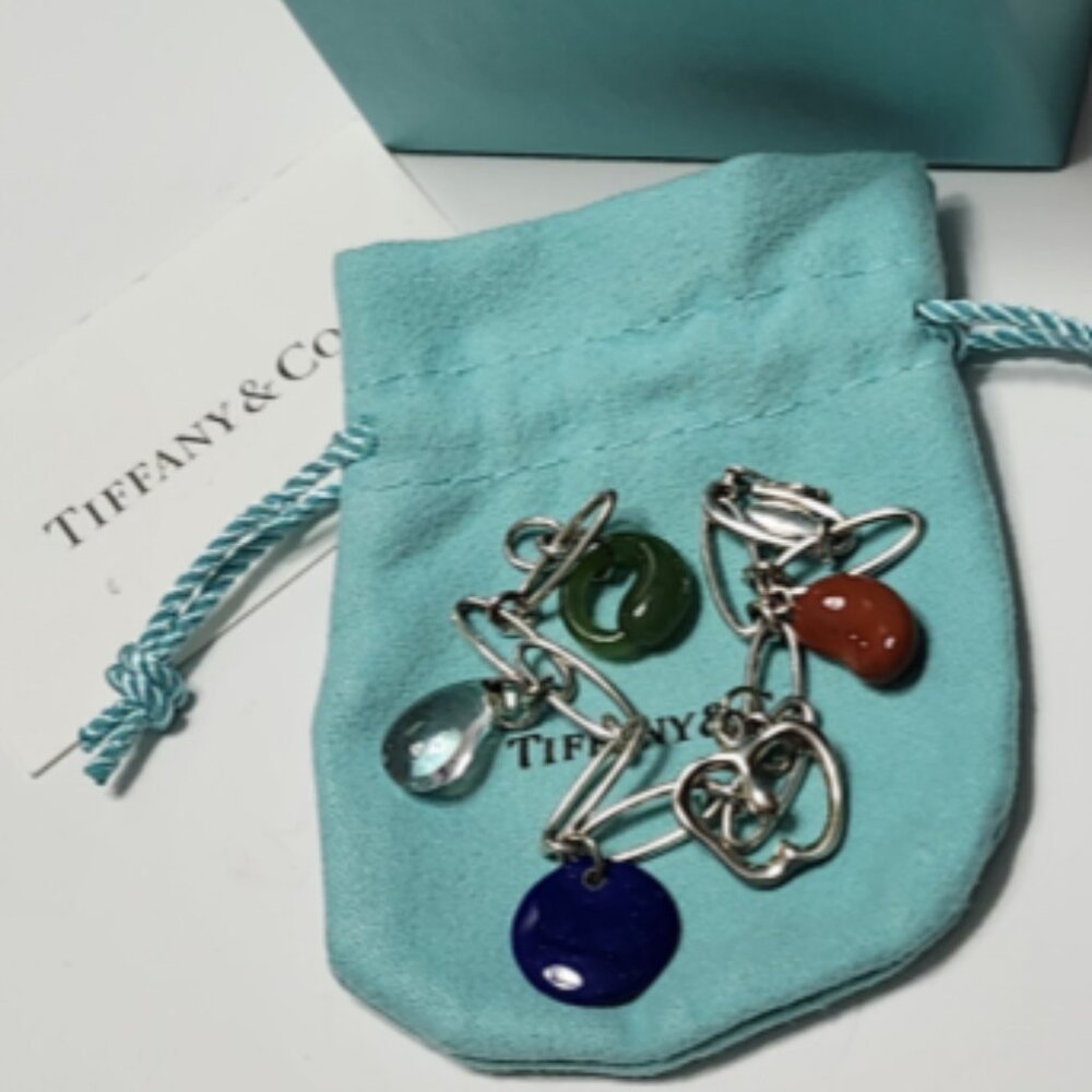 TIFFANY & CO Peretti Sterling Silver Bracelet Jade, Lapis, Jasper, Rock Crystal